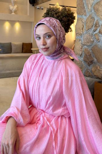 Lamelif Flower Desen Soft Eşarp Şeker Pembe