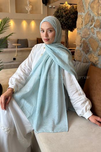 Sky Blue Cotton Fabric Printed Shawl
