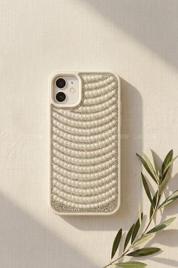 Lamelif iPhone 11 İnci ve Kristal Işıltısı Telefon Kılıfı