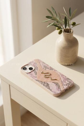 Lamelif iPhone 13/14 Altın Yılan Figürlü  Telefon Kılıfı