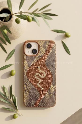 Lamelif iPhone 13/14 Altın Yılan Figürlü  Telefon Kılıfı