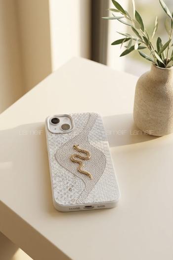 Lamelif iPhone 13/14 Altın Yılan Figürlü  Telefon Kılıfı