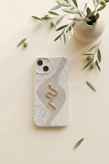 Lamelif iPhone 13/14 Altın Yılan Figürlü  Telefon Kılıfı