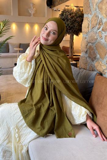 Lamelif Organik Premium Şal Asker Yeşili