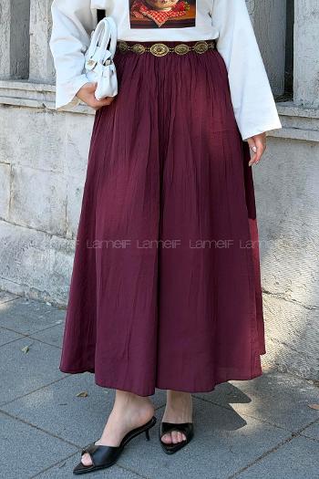 Lamelif Kraşlı Tesettür Etek Bordo