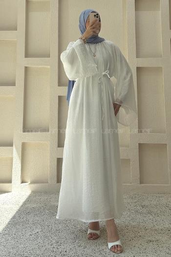 White Neckband Cotton Dresess
