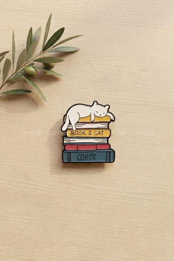 lamelif Kitap ve Kedi Broş