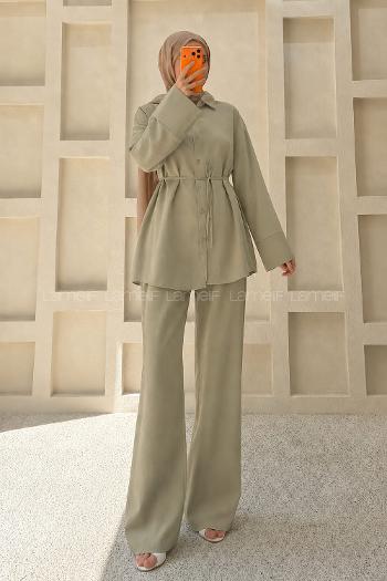 Army Green Shirt Collar Long Arm Without Accessories Regular Trousers Suit