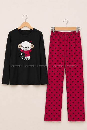 Lamelif Bambu Likralı Hayvan Desenli  Pijama Takımı