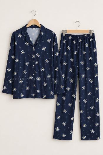 Lamelif Bambu Likralı Papatya Desenli Pijama Takım