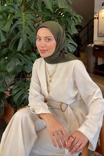 Dark Green Cotton Fabric Straight Scarf