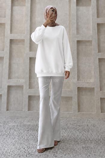 Lamelif Oversize Sweatshirt Beyaz