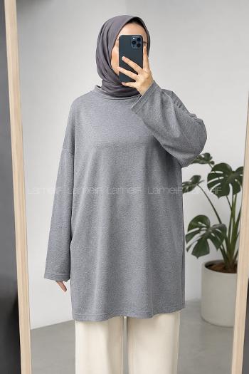 Lamelif Oversize İki İplik Sweat Antrasit