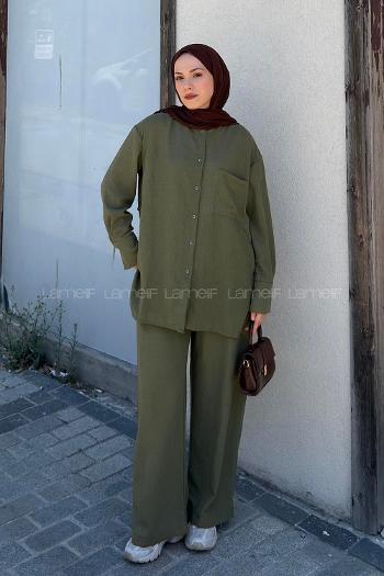 Lamelif Hakim Yaka Gömlekli Takım Haki