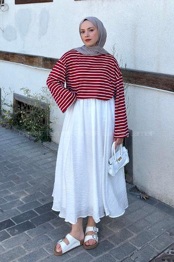 Claret Red Crew Neck Long Arm Without Accessories Viscose Unprinted Blouse