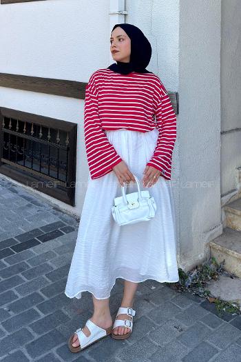 Pomegranate Flower Crew Neck Long Arm Without Accessories Viscose Unprinted Blouse