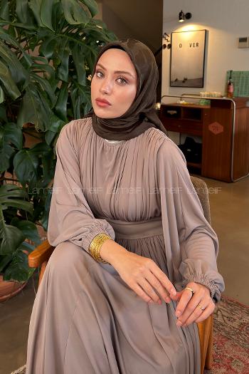Lamelif Ağaçdalı Desen Ayrobin Floş Jakar Eşarp Koyu Yeşil
