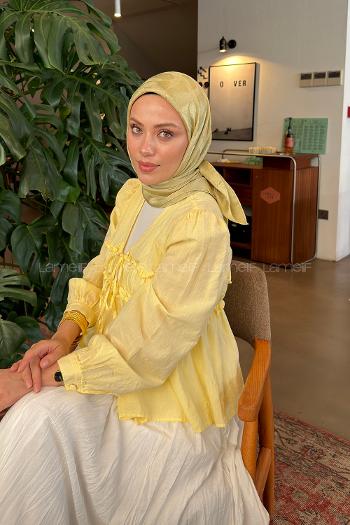 Lamelif Ağaçdalı Desen Ayrobin Floş Jakar Eşarp Mint Yeşili