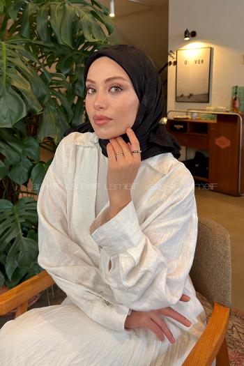 Lamelif Ağaçdalı Desen Ayrobin Floş Jakar Eşarp Siyah