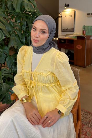 Lamelif Bambu Eşarp Füme
