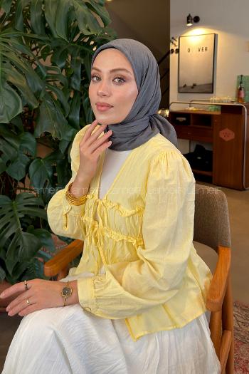 Lamelif Bambu Eşarp Füme