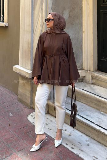 Brown Crew Neck Modal Unprinted Tunic