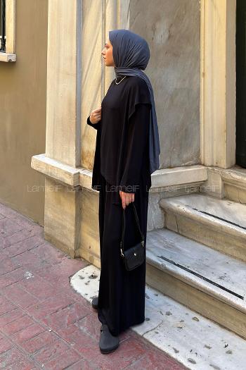 Black Crew Neck Long Arm Regular Trousers Suit