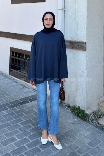 Navy Blue Crew Neck Modal Oysho Tunic