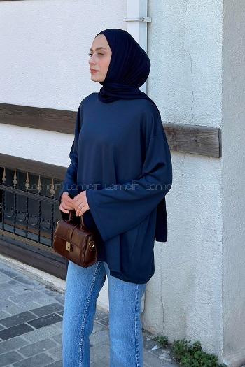 Navy Blue Crew Neck Modal Oysho Tunic