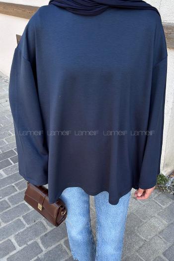 Navy Blue Crew Neck Modal Oysho Tunic
