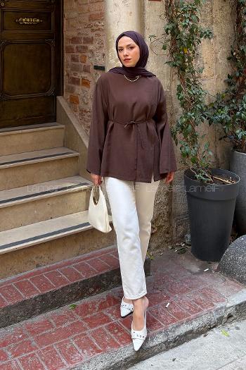 Brown Crew Neck Modal Unprinted Tunic