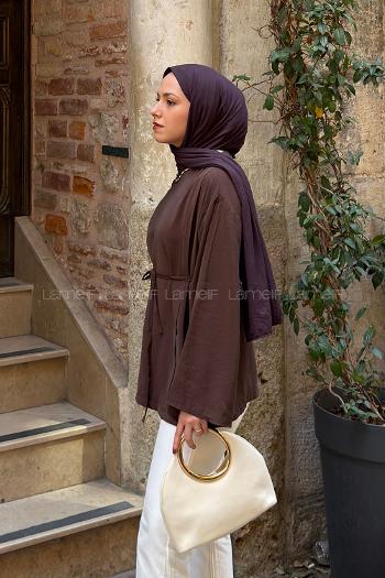 Brown Crew Neck Modal Unprinted Tunic