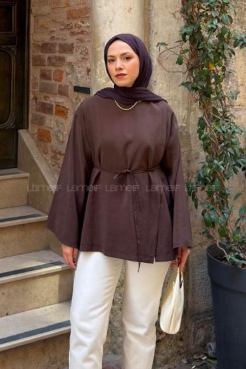 Brown Crew Neck Modal Unprinted Tunic
