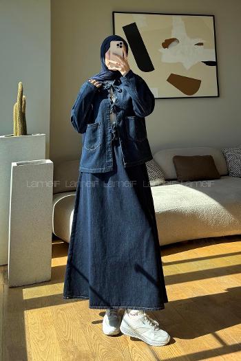 Navy Blue Shirt Collar Long Arm Without Accessories Pleated Suit
