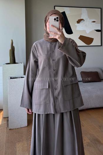 Mink Shirt Collar Long Arm Buttoned Regular Trousers Suit