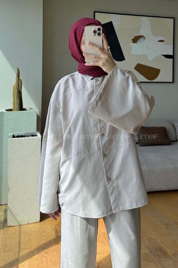 Stone Shirt Collar Long Arm Buttoned Polyester Naylon Regular Trousers Suit