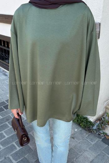 Lamelif Oysho Modal Basic Tunik  Haki