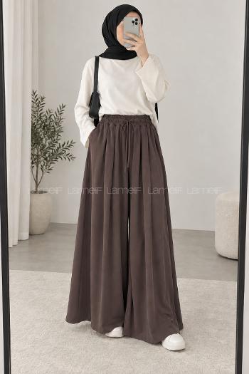 Brown Modal High Waist Pants