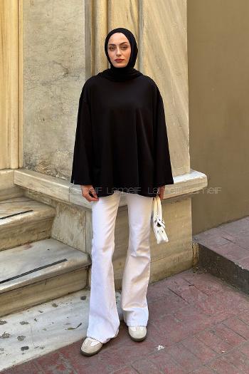 Lamelif Bisiklet Yaka Basic Bluz Siyah