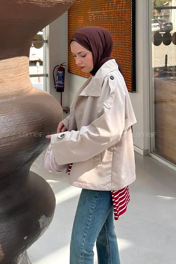 Stone Long Arm Buttoned Trench Coat