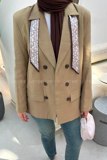 Camel Jacket Collar Long Arm Linen Jacket