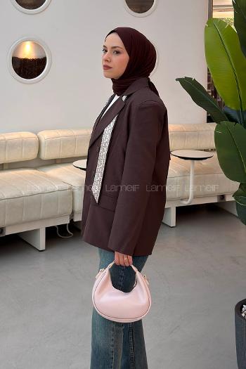 Brown Jacket Collar Long Arm Linen Jacket