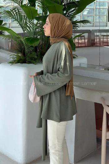 Lamelif Kemer Bağlamalı Tunik Haki
