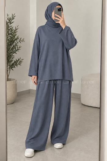 Anthracite Crew Neck Long Arm Without Accessories Regular Trousers Suit
