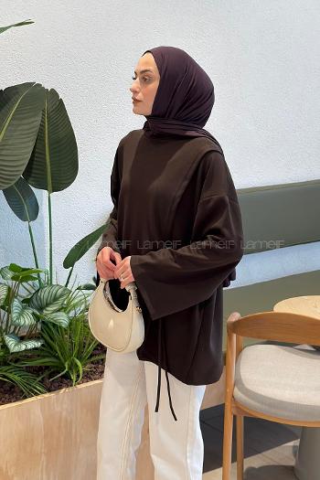 Brown Crew Neck Viscose Fabric Unprinted Tunic