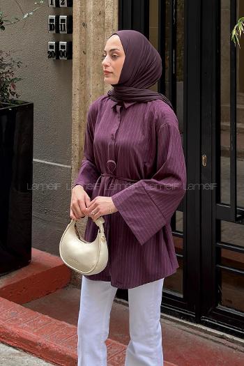 Plum Shirt Collar Long Arm Printed Shirt