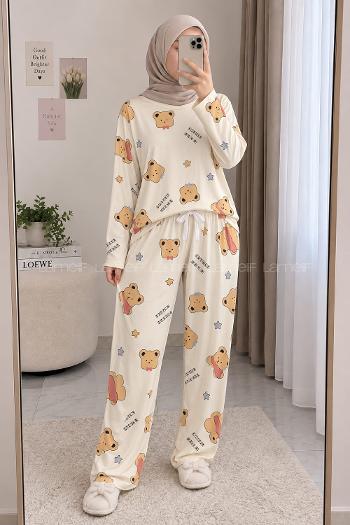 Lamelif Ayıcık Detaylı Pijama Takımı