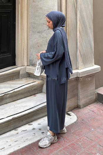 Anthracite Crew Neck Long Arm Without Accessories Regular Trousers Suit