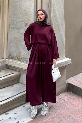 Claret Red Crew Neck Long Arm Without Accessories Regular Trousers Suit