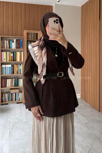 Brown Jacket Collar Long Arm Jacket